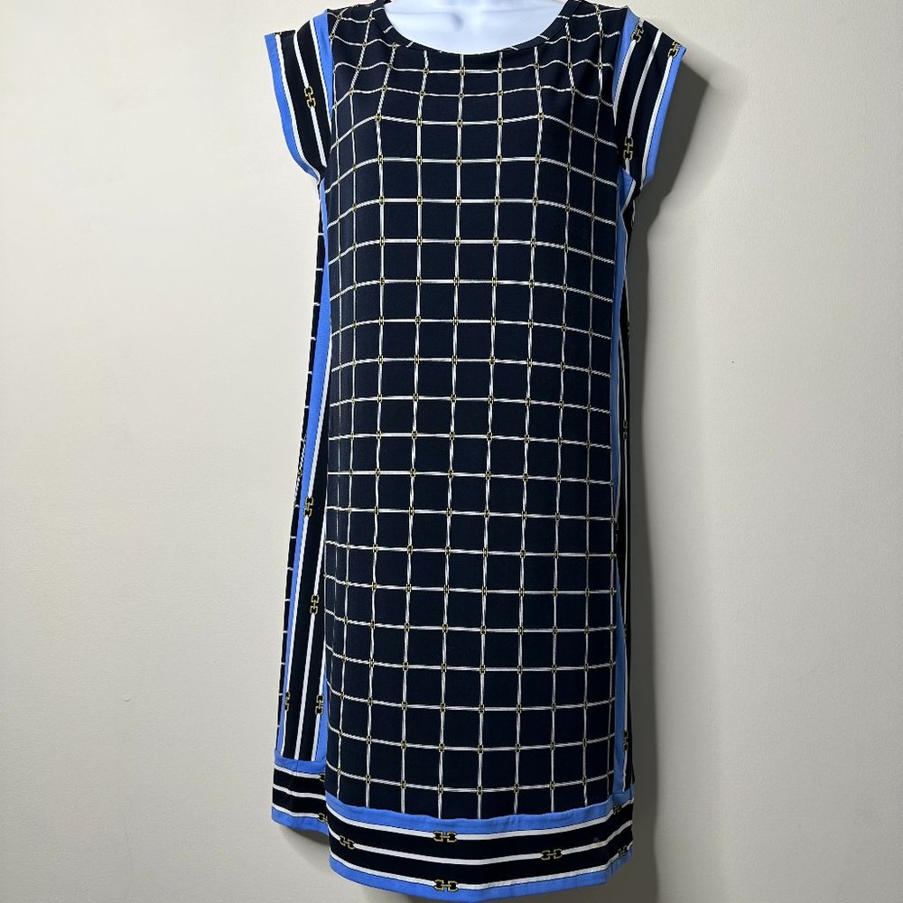 MICHAEL Michael Kors Blue Grid Design Casual Dress Women's Small